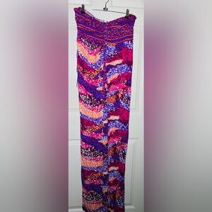 Womens Strapless Long Maxi Pink Pattern Summer‎ Dress by Faded Glory L